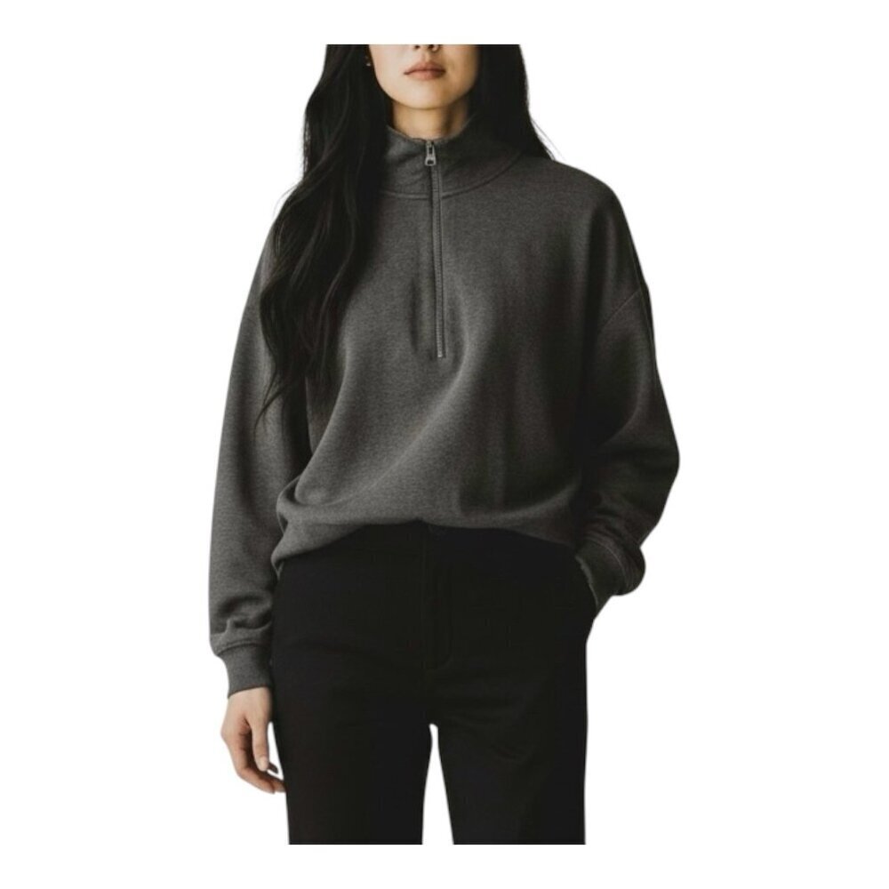 Lou & Grey Signaturesoft Sweatshirt Medium Quarter Zip Charcoal Loungewear NWT